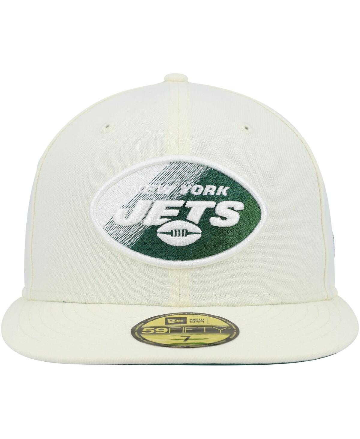 Men's New EraNew York Jets Chrome Dim 59FIFTY Fitted Hat - Cream
