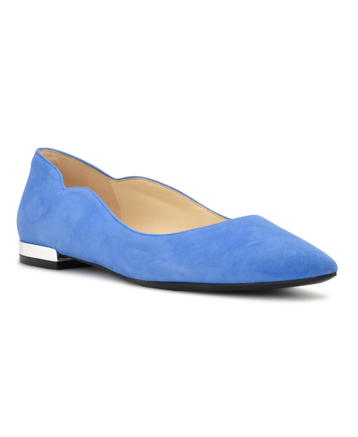 Shop Nine West Women's Lovlady Pointy Toe Slip-on Dress Flats In Blue Suede
