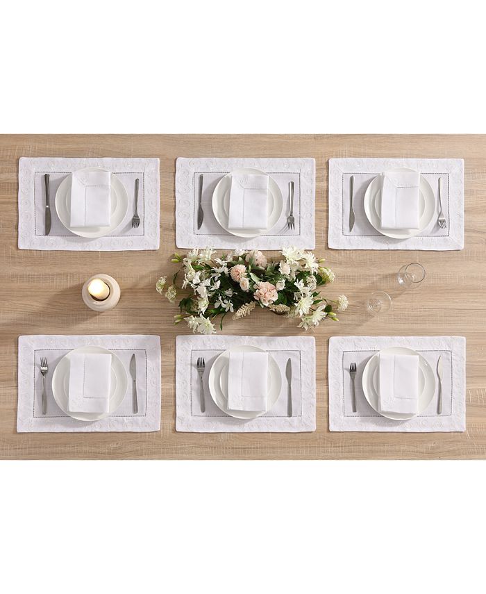 Villeroy & Boch Rose Garden Hemstitch Fabric Placemats, Set of 4 - Macy's