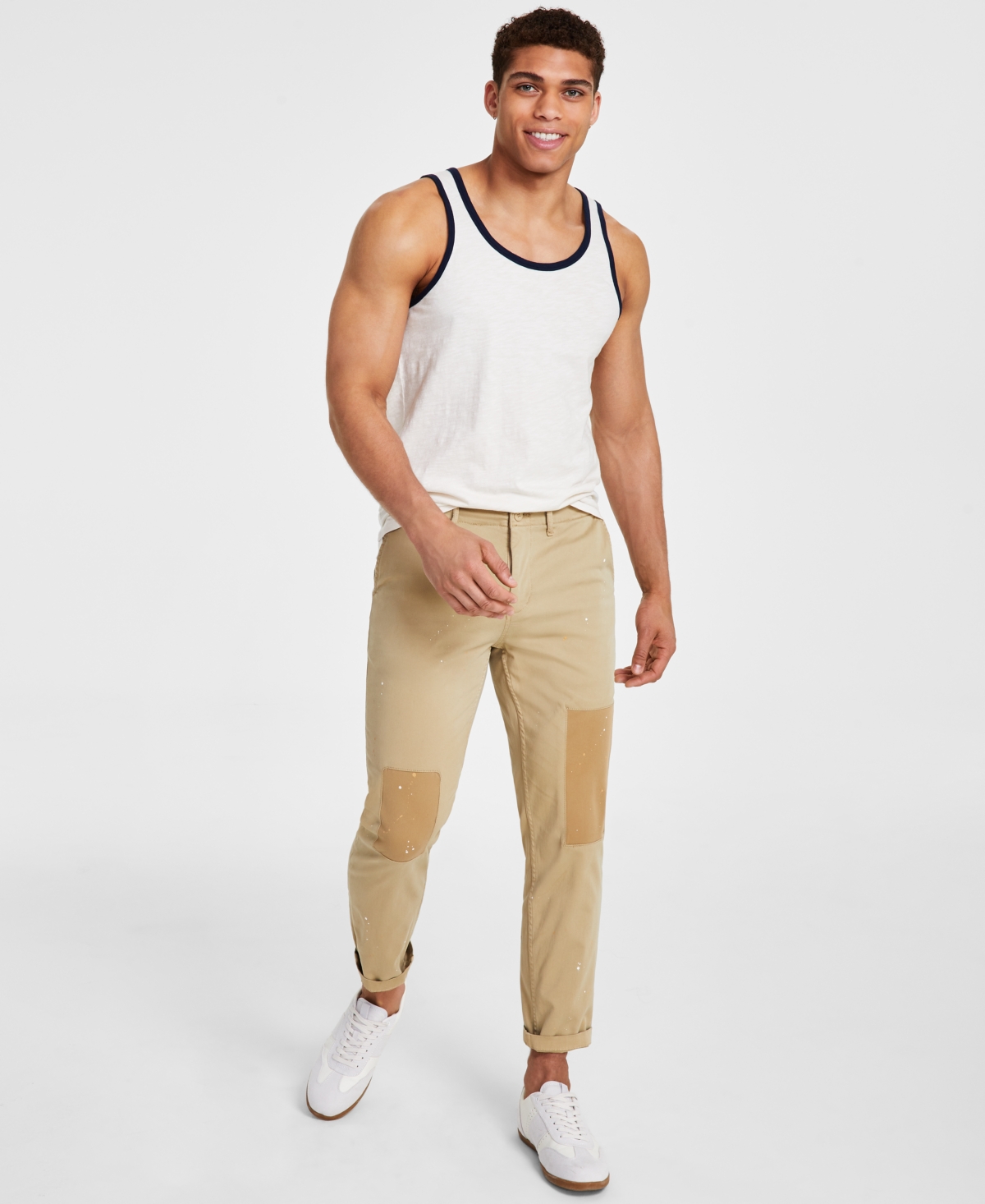 Sun + Stone Men's Dyan Sleeveless Contrast Trim Tank, Created For Macy's In Vintage White