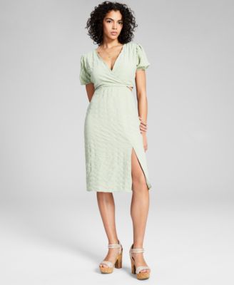And Now This - Women's Puff-Sleeve Cutout Midi Dress