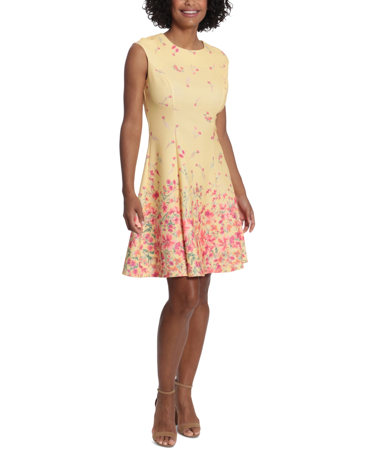 London Times Women's Scattered Floral-Print Fit & Flare Dress