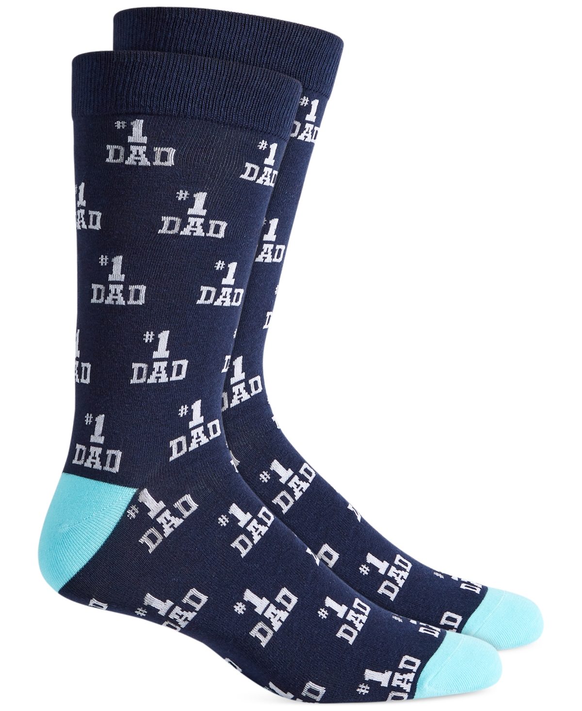 Men's #1 Dad Crew Socks, Created for Macy's - Grey/navy