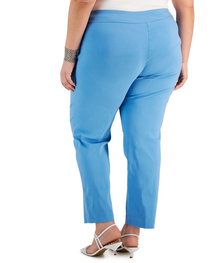 JM Collection Plus Size Tummy Control Pull-On Slim-Leg Pants, Created ...