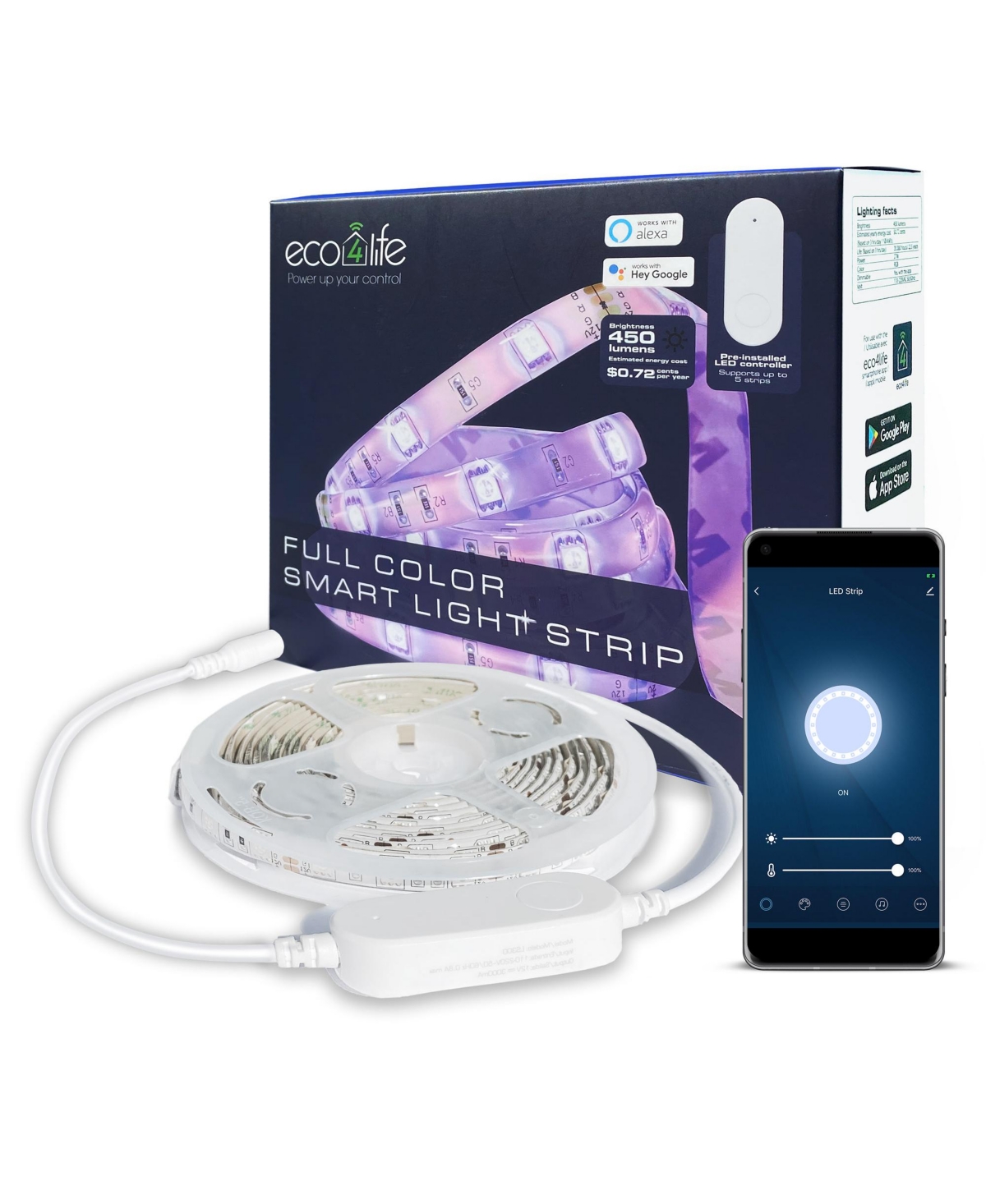 Eco4life Smart Wifi Led Strip Lights In White