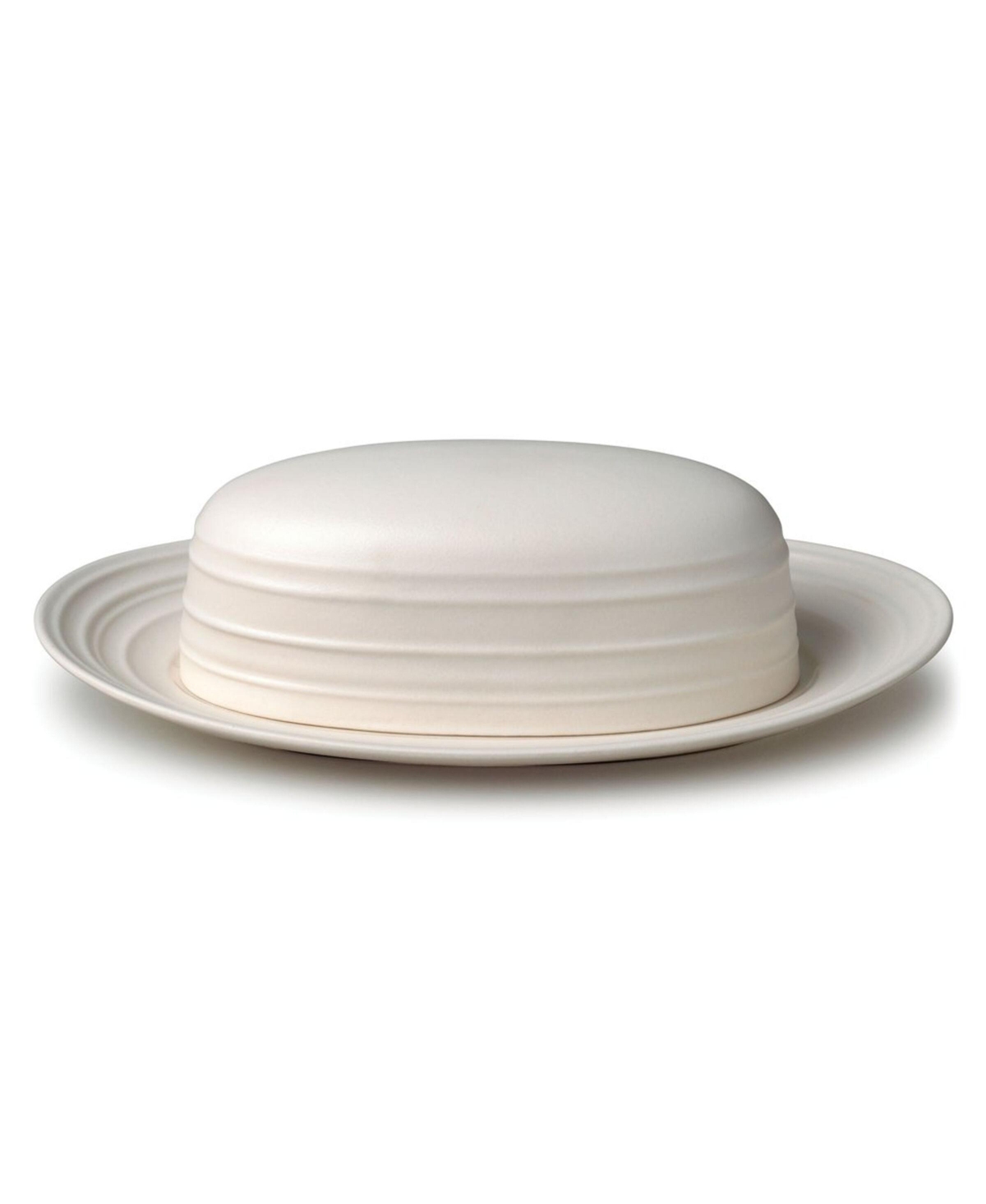 Mikasa Swirl Covered Butter Dish In White