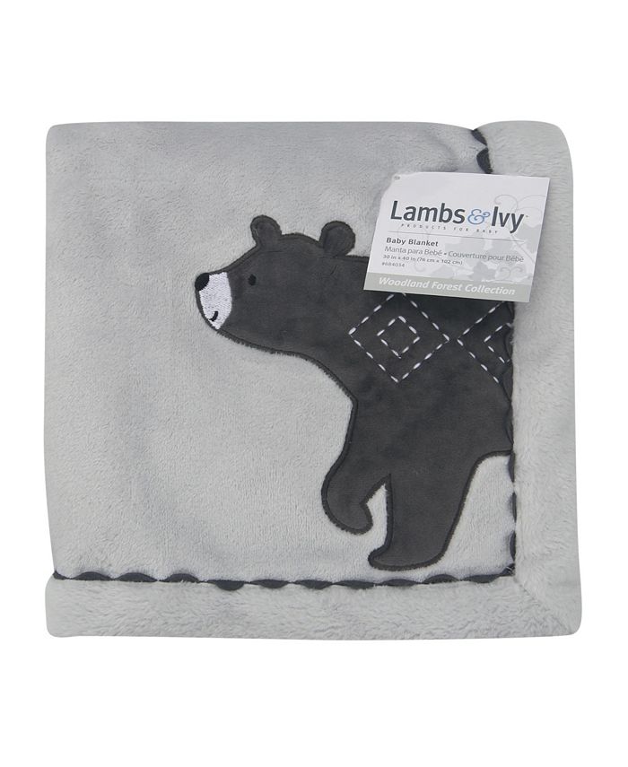 Lambs & Ivy Woodland Forest Gray Fleece Bear Nursery Baby Blanket Macy's