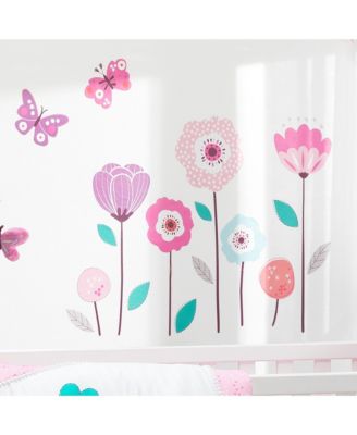 Magic Garden Pink/Lavender/Coral Butterfly Floral Wall Decals
