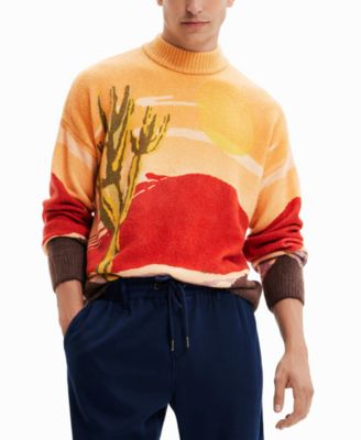 Desigual - Men's Turtleneck Long-Sleeve Cactus Sweater