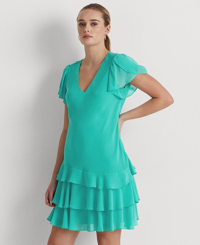 Lauren Ralph Lauren Women's Georgette Drop-Waist Dress - Macy's