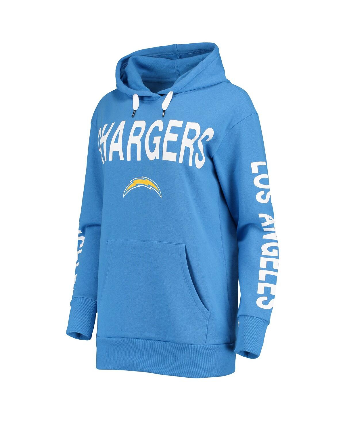 G-iii 4her By Carl Banks Powder Blue Los Angeles Chargers Extra Point Pullover Hoodie In Powder Blue