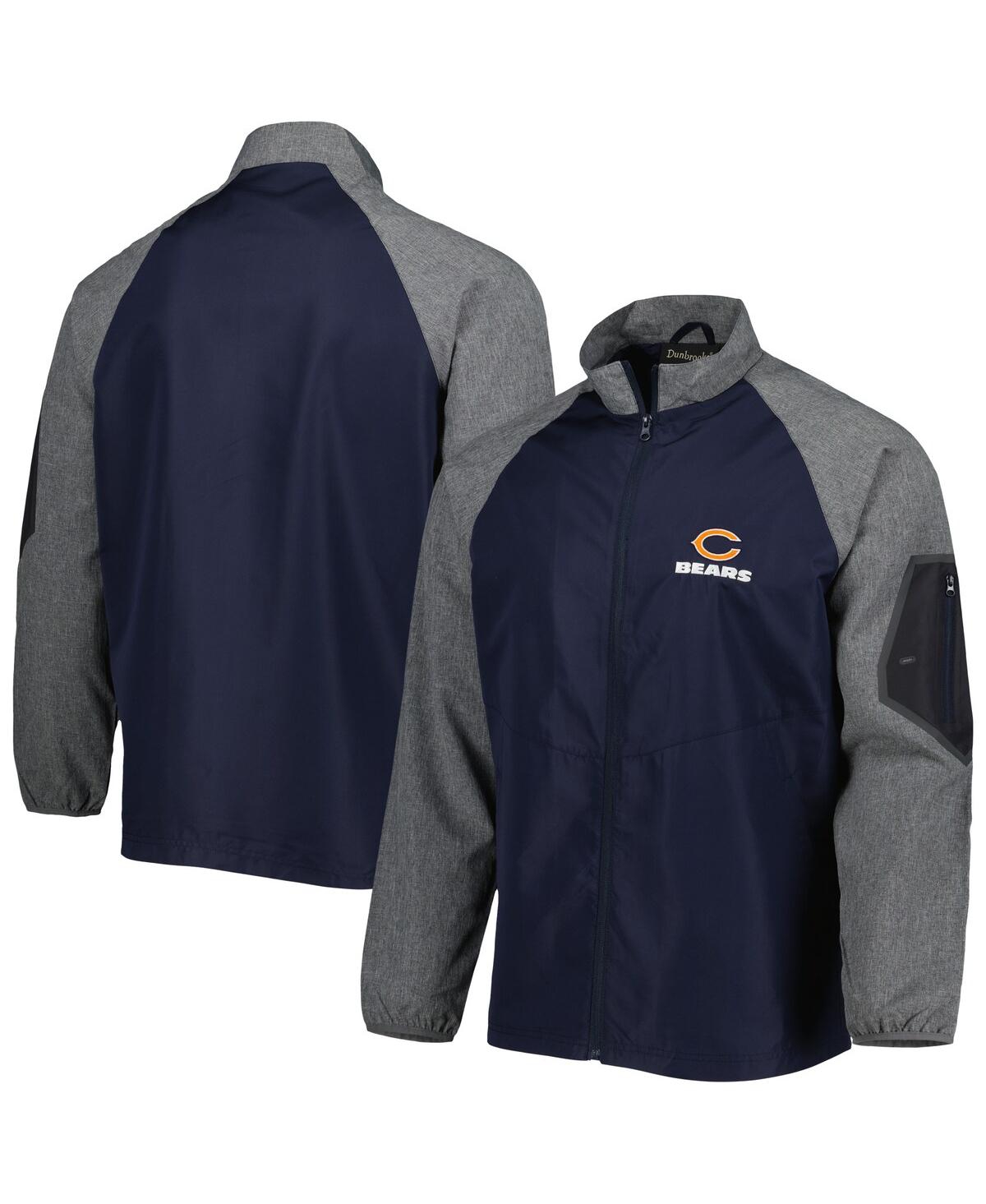 DUNBROOKE MEN'S DUNBROOKE NAVY CHICAGO BEARS HURRICANE RAGLAN FULL-ZIP WINDBREAKER JACKET 