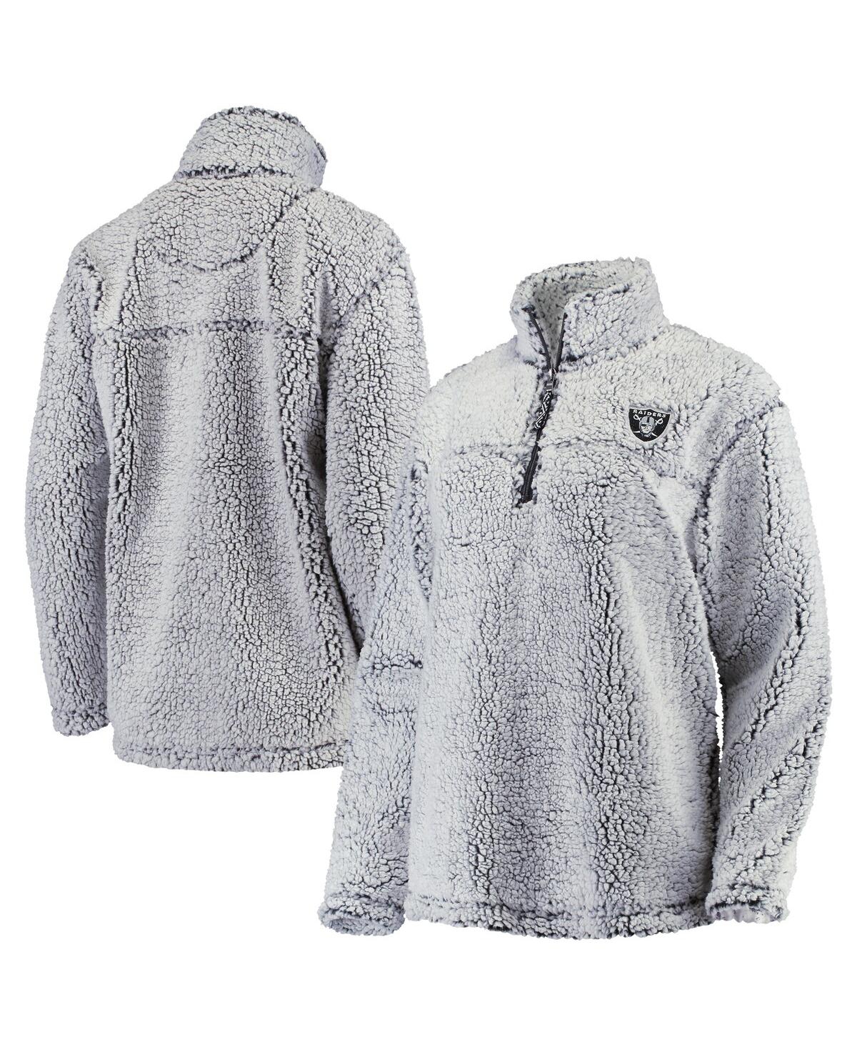 Women's G-iii 4Her by Carl BanksLas Vegas Raiders Sherpa Quarter-Zip Pullover Jacket - Gray
