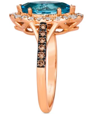 Blue Topaz (1-3/4 ct. t.w.) & Diamond (1/2 ct. t.w.) Marquise Halo Ring in 14k Rose Gold