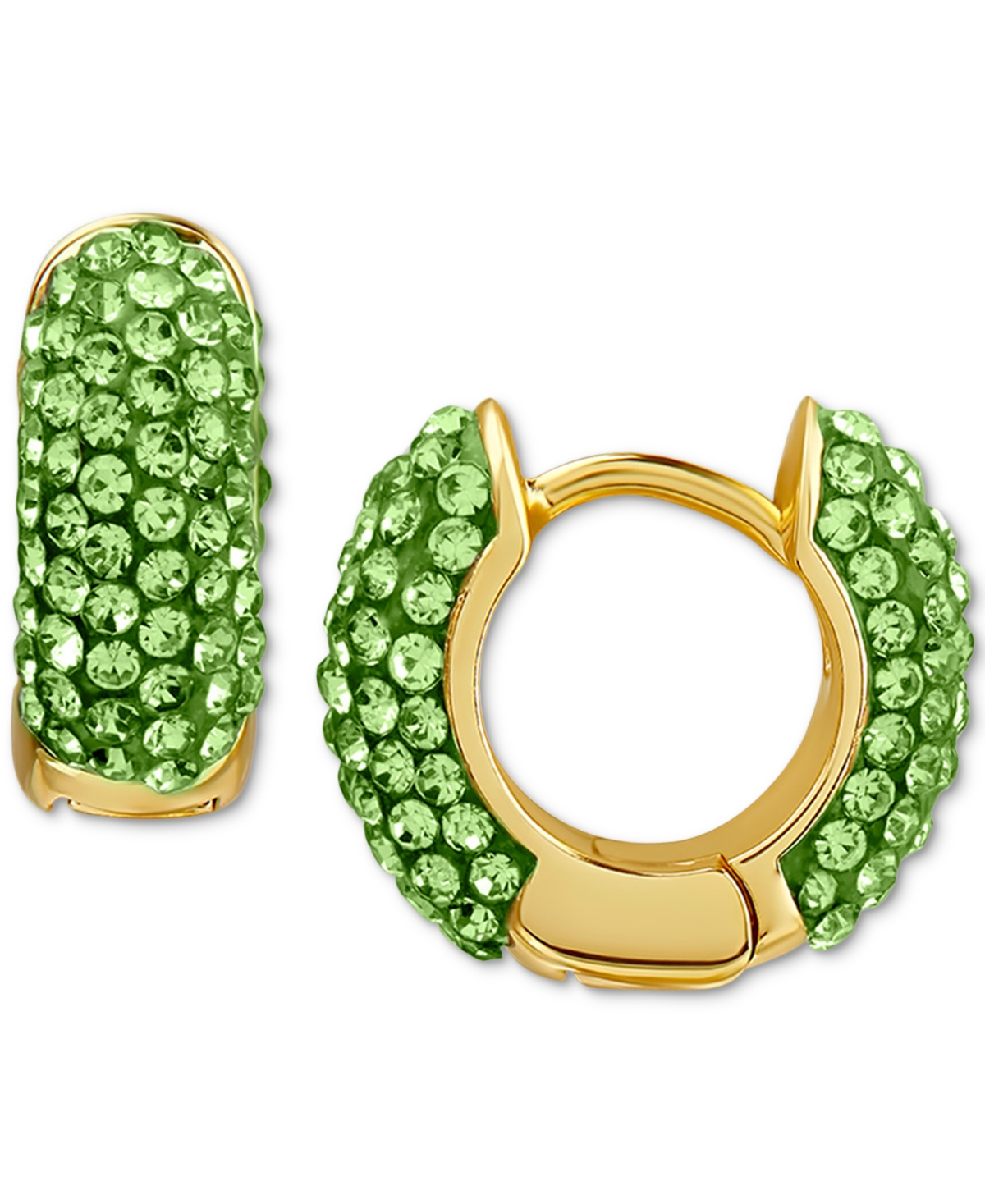 Giani Bernini Crystal Pave Small Huggie Hoop Earrings In 18k Gold-plated Sterling Silver, 13mm, Created For Macy's In Green