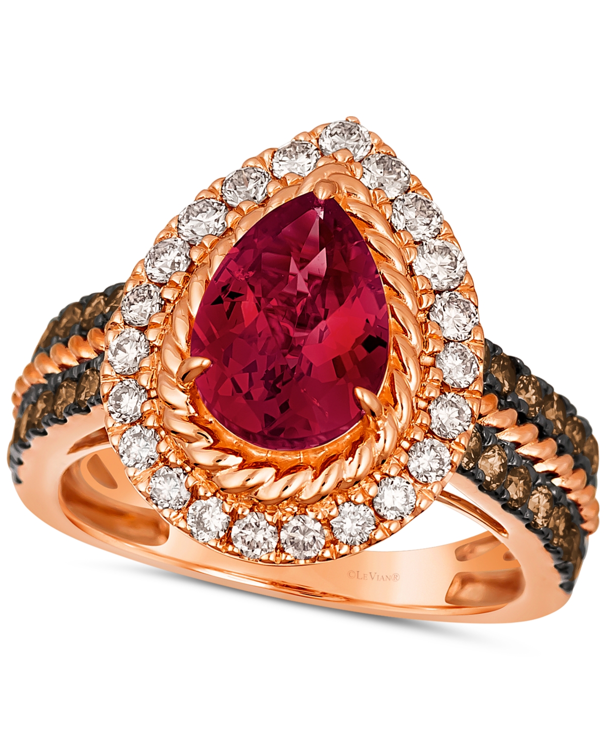Le Vian Pomegranate Garnet (1-5/8 Ct. T.w.) & Diamond (1 Ct. T.w.) Halo Ring In 14k Gold