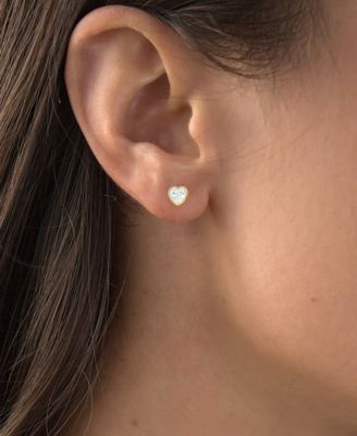 2-Pc. Set Cubic Zirconia Heart Bezel Pendant Necklace & Matching Stud Earrings