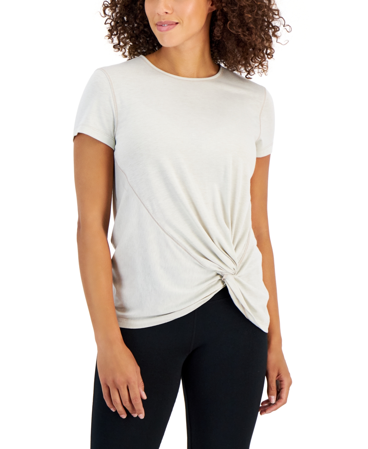 Shop Id Ideology Women's Side-knot T-shirt, Created For Macy's In Barely Beige