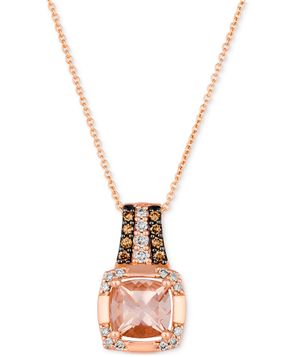 Le Vian Peach Morganite (1-1/4 Ct. T.w.) & Diamond (1/4 Ct. T.w.) Pendant Necklace In 14k Rose Gold