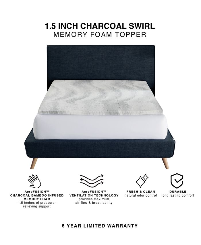 ProSleep Charcoal Swirl 1.5" Memory Foam Mattress Topper, Twin