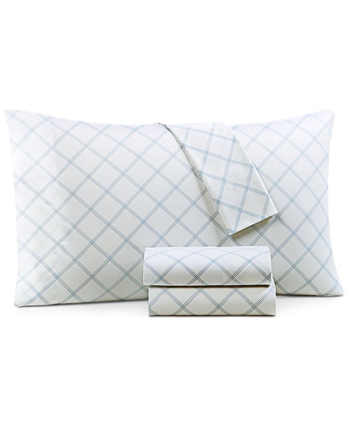 Charter Club Printed Window Pane 550Thread Count Cotton 3Pc. Sheet