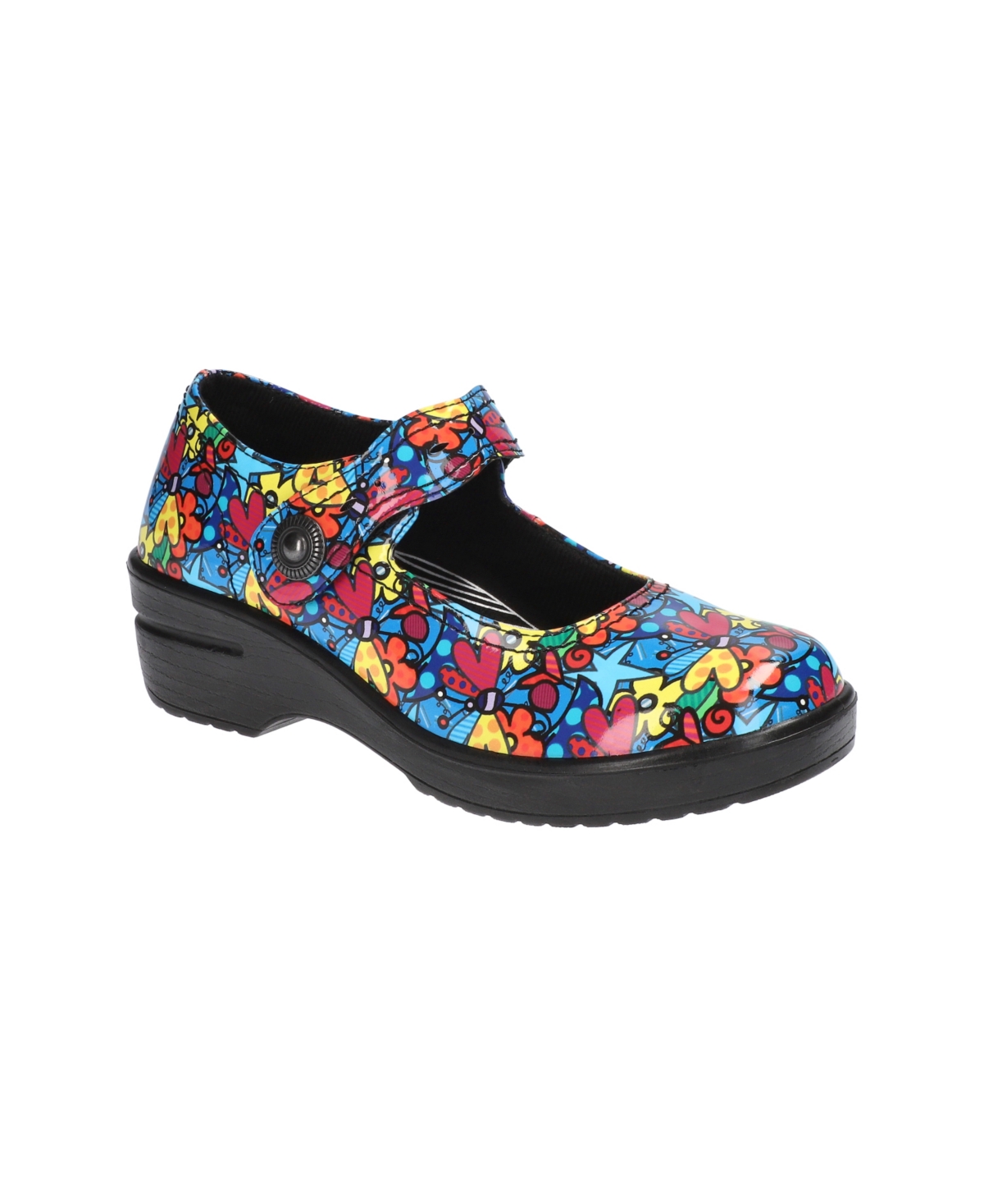 Easy Street Easy Works By  Women's Letsee Mary Jane Clogs In Trendy Garden Patent