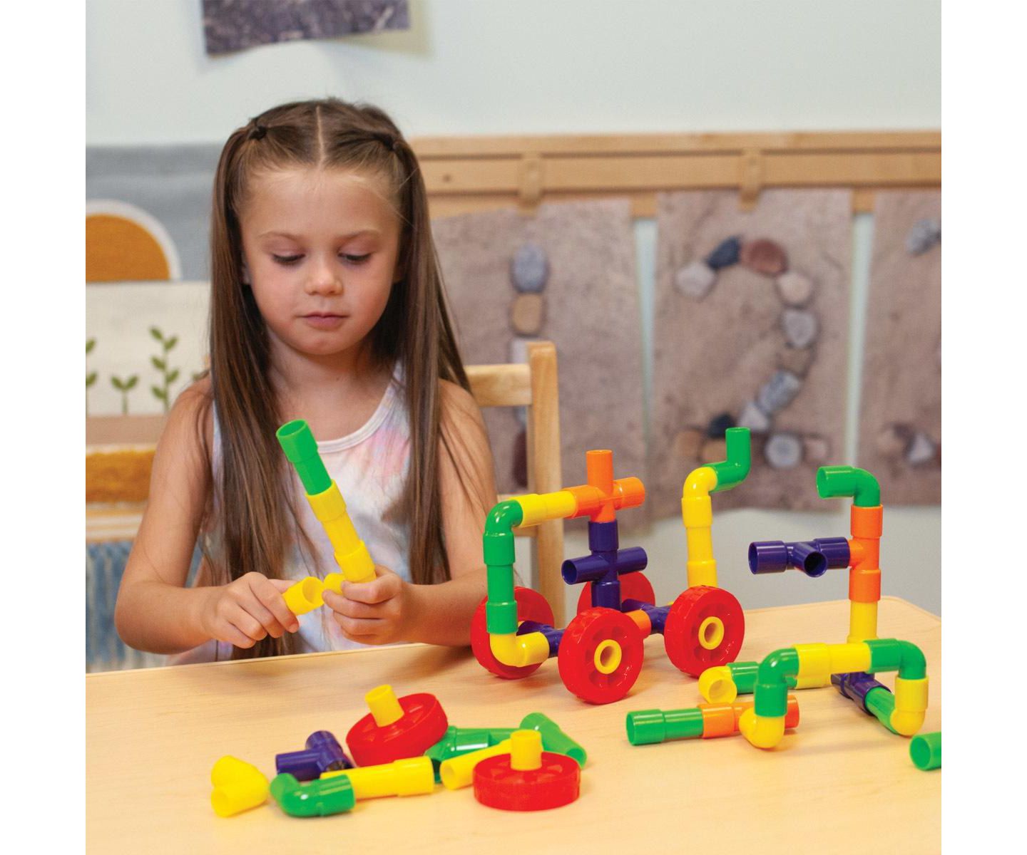 Детский конструктор Joyn Toys Tubes and Wheels 72-Piece Building Set, Ages 3+ — фото 3