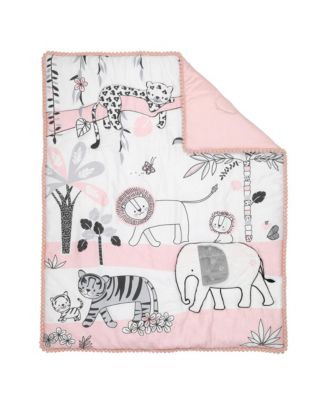 Happy Jungle Pink/White Safari Nursery 5-Piece Crib Bedding Set