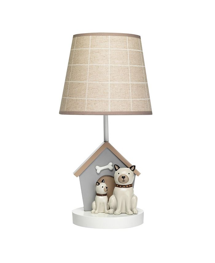 Lambs Ivy Bow Wow Gray Beige Dogs Puppies Nursery Lamp with