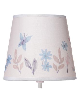 Baby Blooms Pink Butterfly Nursery Lamp with Floral Shade & Bulb