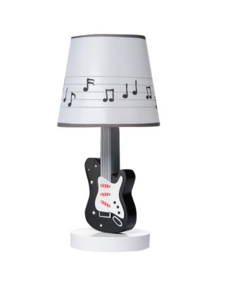 Rock Star Guitar Lamp with White Musical Notes Shade & Bulb