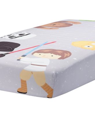Star Wars Galaxy Cotton Fitted Crib Sheet - Yoda/Darth Vader/R2D2