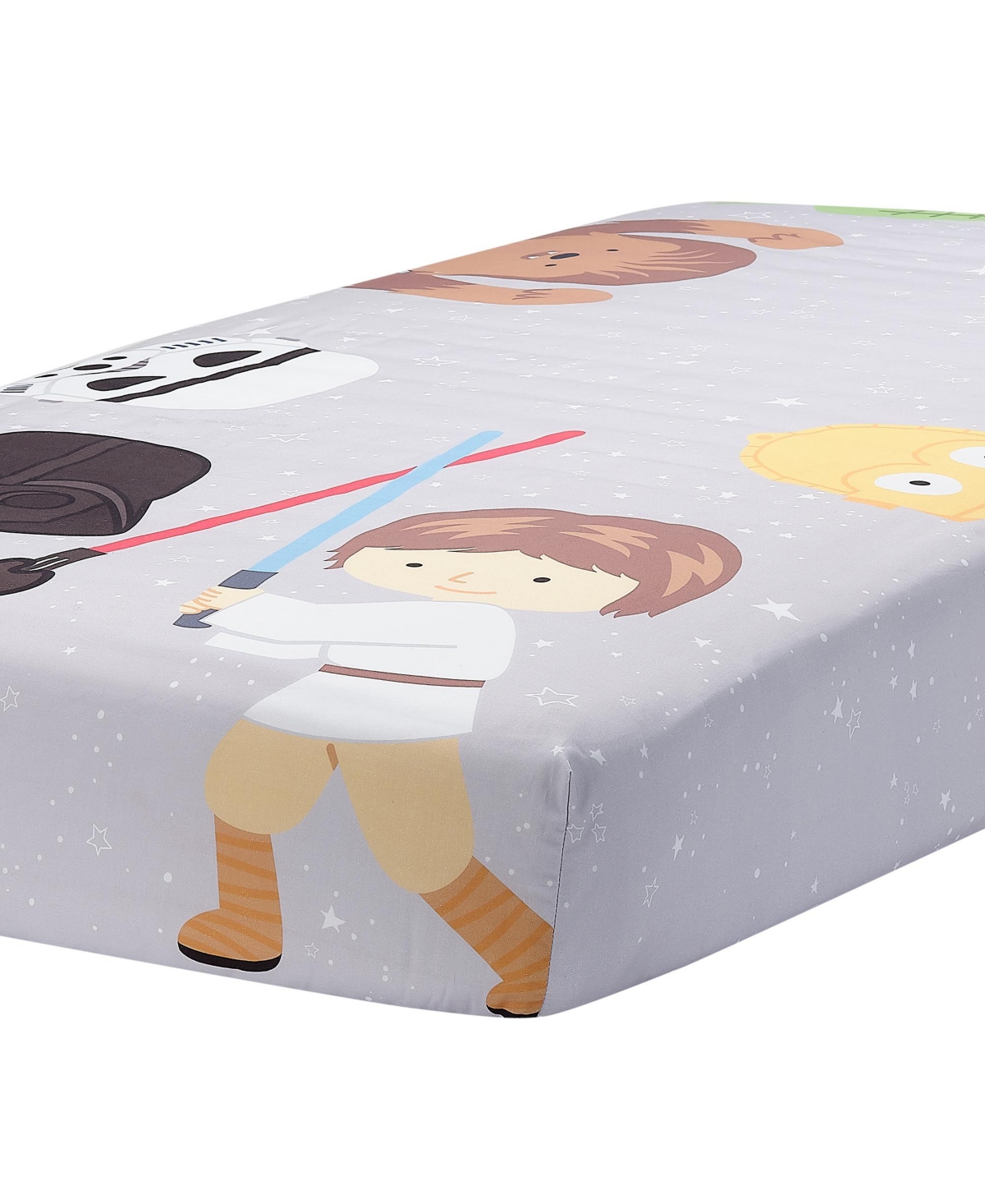 Lambs & Ivy Star Wars Galaxy Cotton Fitted Sheet - Yoda/Darth Vader/R2D2