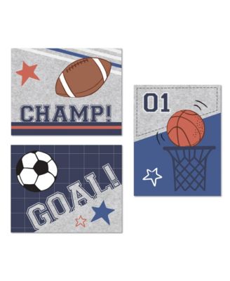 Baby Sports 3 Piece Unframed Nursery/Child Wall Art 11” X 14”