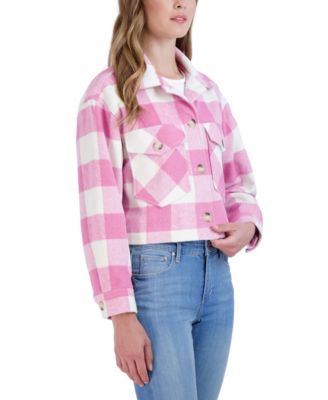 Juniors' Cropped Buffalo Plaid Shacket