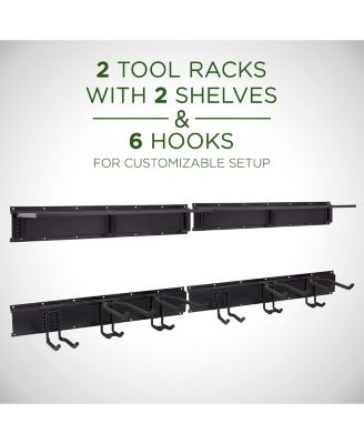 Wall-Mounted Tool Racks with Storage Shelves and Hooks 