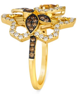 Cinnamon Citrine (1/6 ct. t.w.), Chocolate Diamonds (1/3 ct. t.w.) & Nude Diamonds (5/8 ct. t.w.) Statement Ring in 14k Yellow Gold