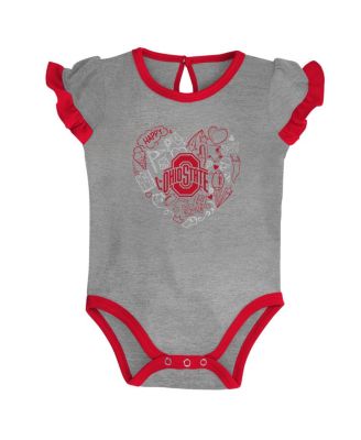 Girls Newborn and Infant Scarlet, Heather Gray Ohio State Buckeyes Too Much Love Two-Piece Bodysuit Set