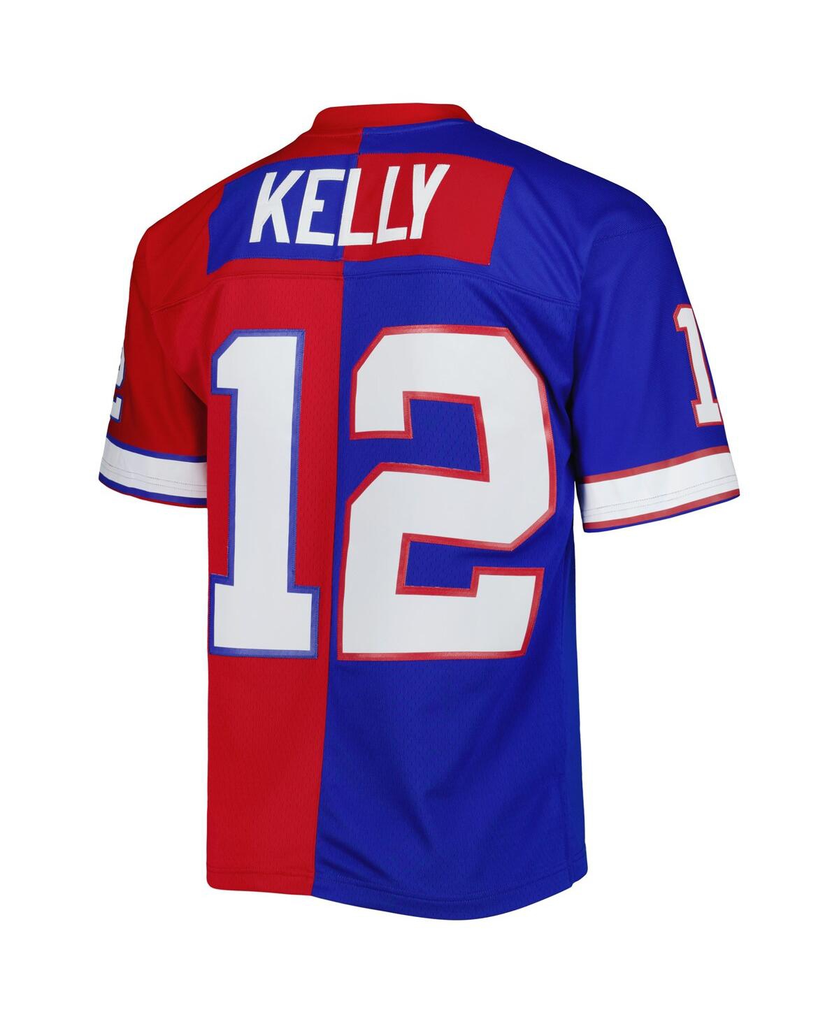 Men's Mitchell & Ness Jim Kellyand Red Buffalo Bills 1990 Split Legacy Replica Jersey - Royal, Red