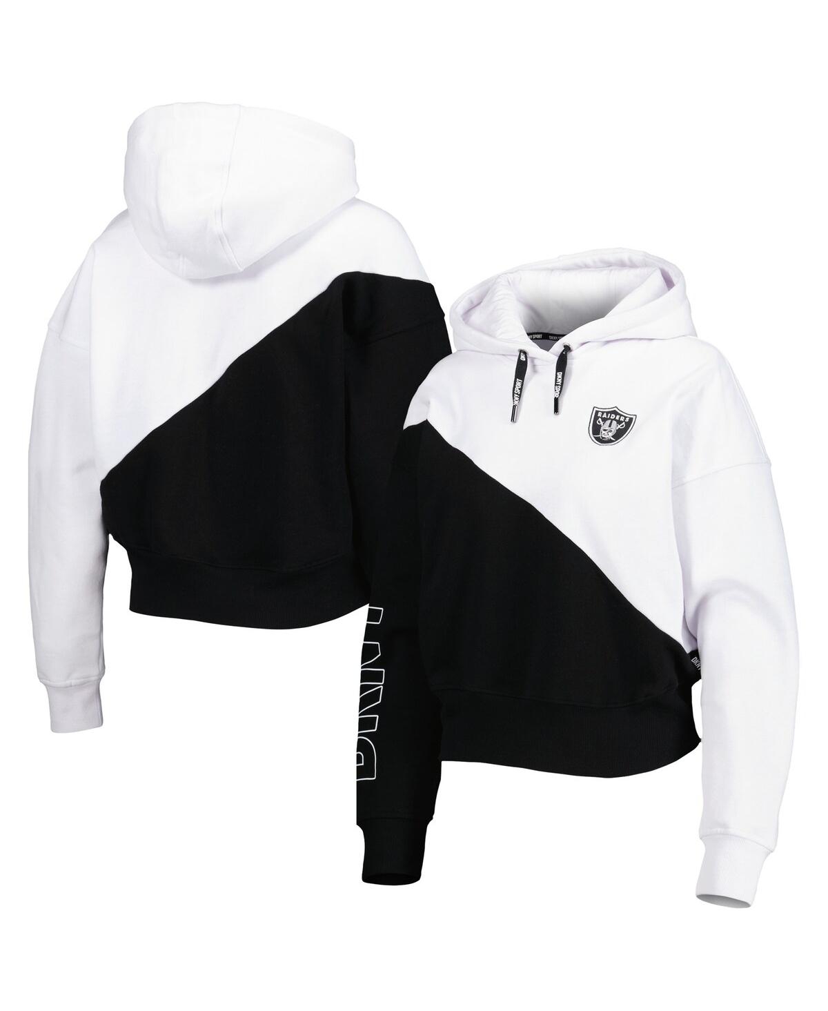 Women's Dkny Sportand Black Las Vegas Raiders Bobbi Color Blocked Pullover Hoodie - White, Black