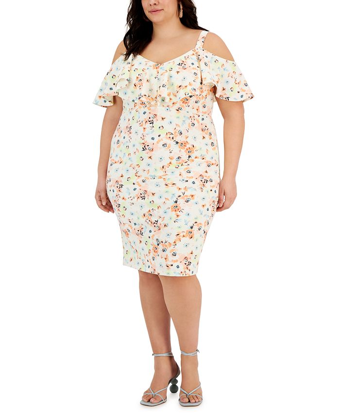 RACHEL Rachel Roy Plus Size Marcella Floral-Print Cold-Shoulder Dress ...
