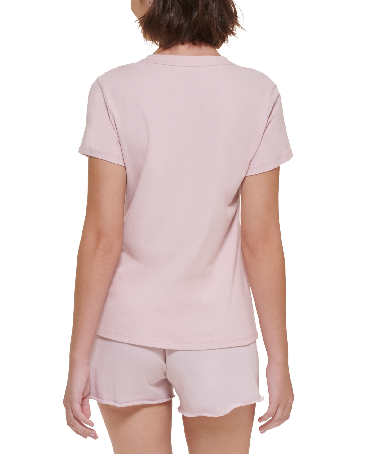 Shop Calvin Klein Performance Embroidered V-neck Logo T-shirt In Secret