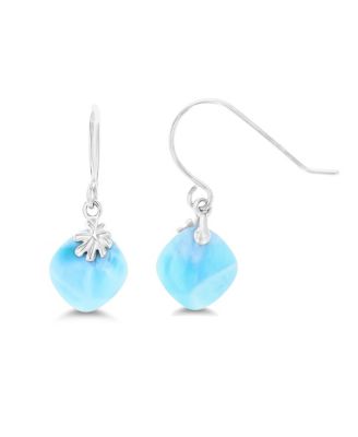 Larimar Nautical Leverback Earrings in Sterling Silver