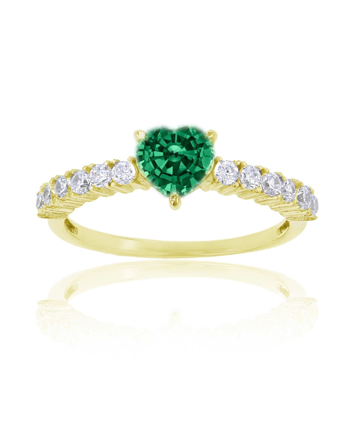 Macy's Green And White Cubic Zirconia Pave Engagement Ring (2 Ct. T.w.) In 14k Gold Over Sterling Silver In Gold Over Silver