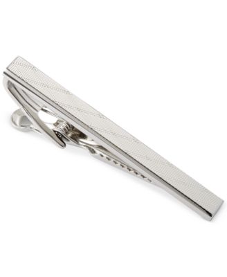 Ryan Seacrest Distinction - Polished Rhodium and Plaid Tie Clip