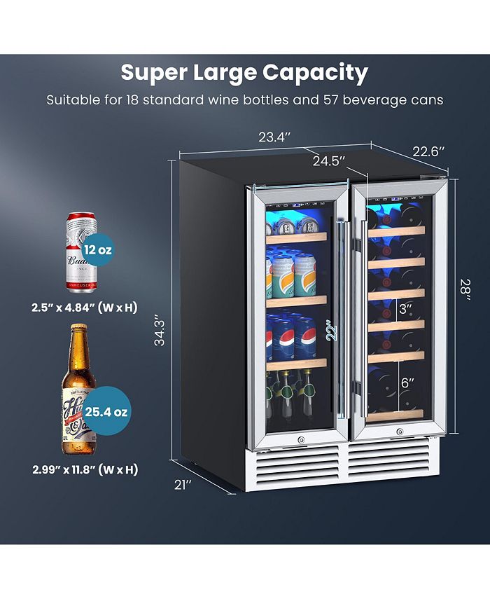 Costway 24'' Dual Zone Wine and Beverage Cooler Refrigerator Macy's