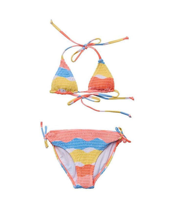 Snapper Rock ToddlerChild Girls Good Vibes Triangle Shirred Bikini