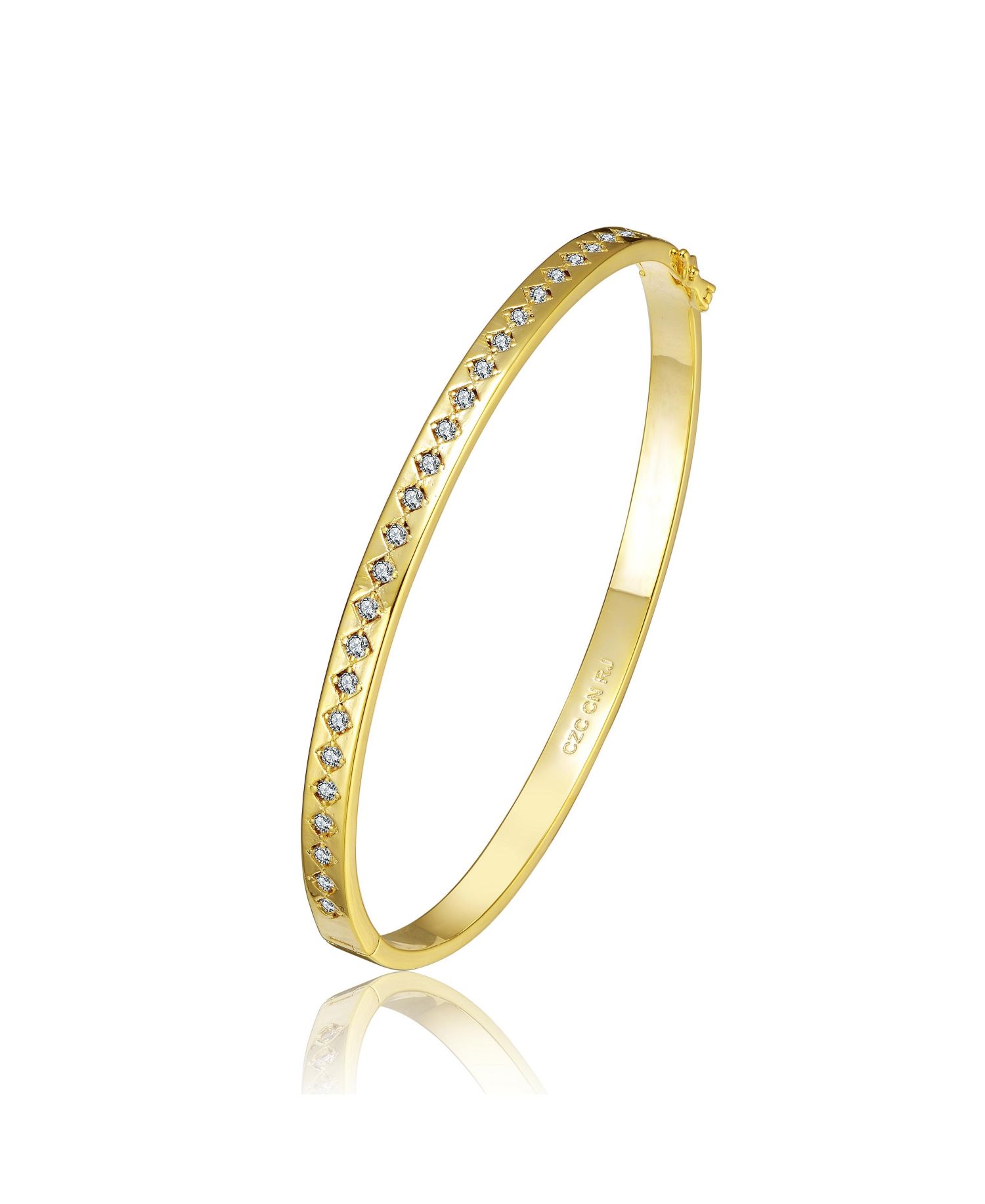 Classic 14K Gold Plated CZ Slim Band Bangle Bracelet