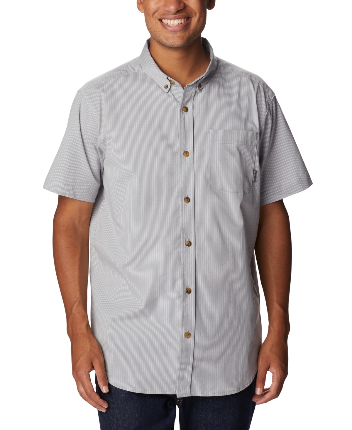Shop Columbia Men's Rapid Rivers Short Sleeve Shirt In  Grey S