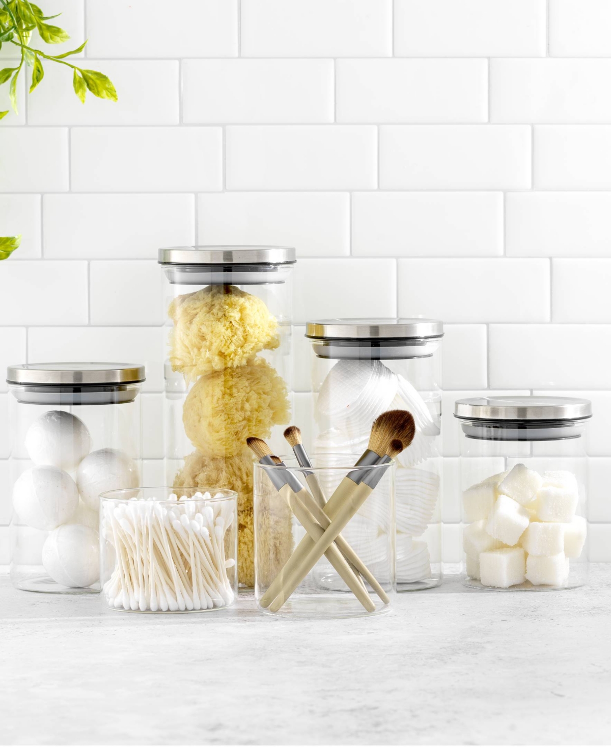 JOYJOLT STORAGE JARS WITH AIRTIGHT STAINLESS STEEL LIDS, SET OF 6 